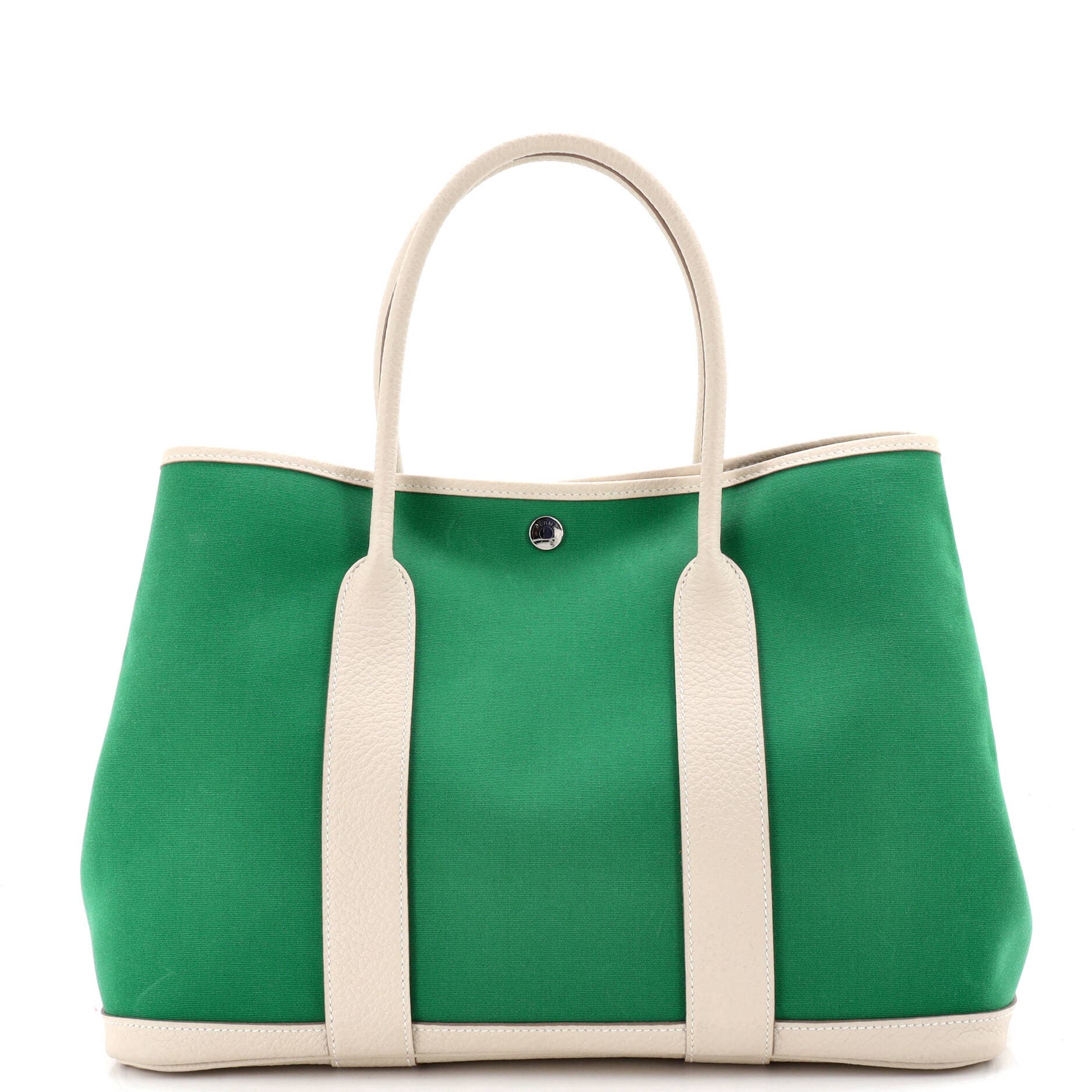 Garden Party Tote Toile and Leather 36, Main, color, Green