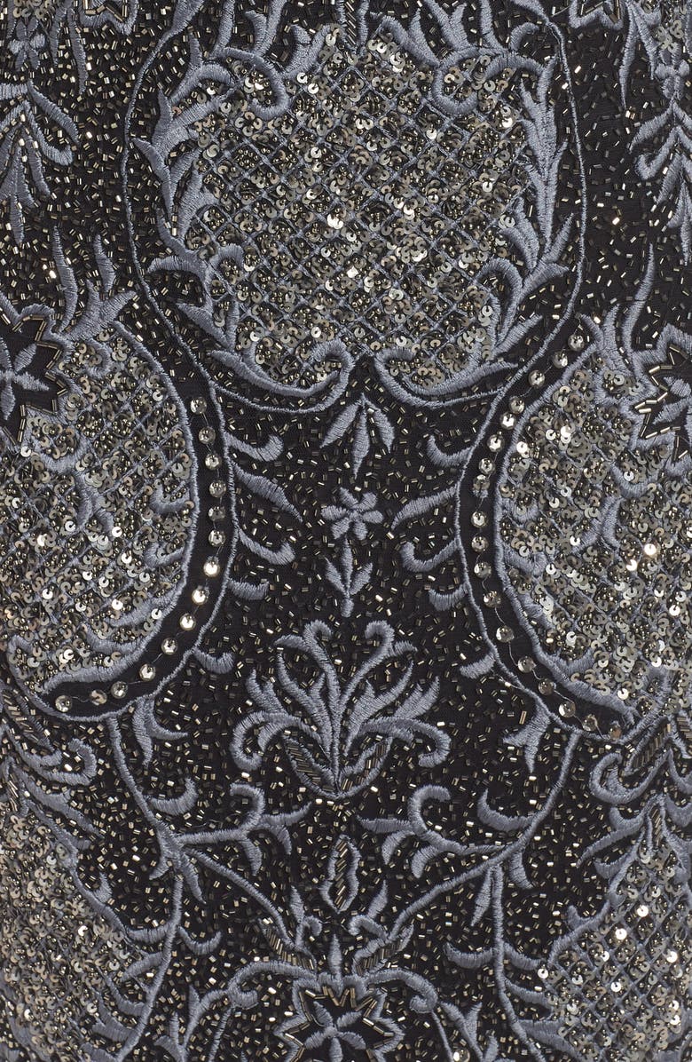 Pisarro Nights Embellished Mesh Cocktail Dress, Alternate, color, 