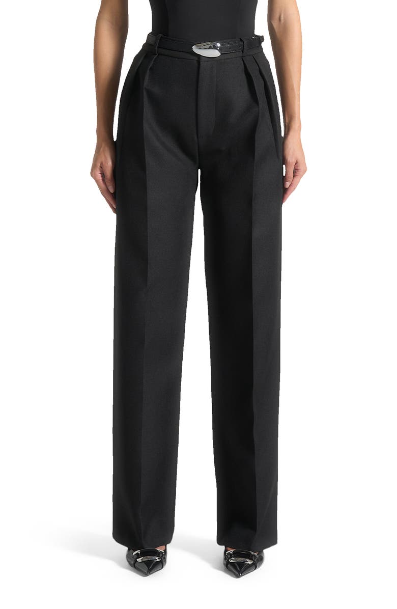 Manière De Voir Julie Tailored Twin Pleat Trousers, Main, color, Black