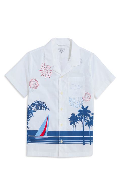 Kids' 4th of July Short Sleeve Cotton Button-Up Shirt (Big Kid)