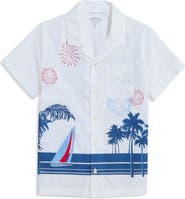 vineyard vines Kids' 4th of July Short Sleeve Cotton Button-Up Shirt