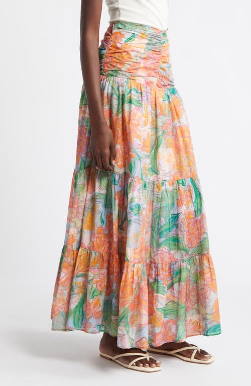 Rails Agatha Floral Tiered Cotton Maxi Skirt In Tropics