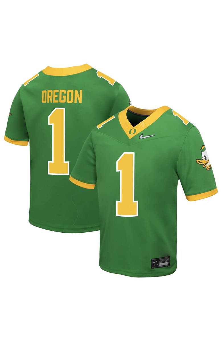 Nike Youth Nike #1 Apple Green Oregon Ducks Alternate Replica Football Jersey, Main, color, Apple Green