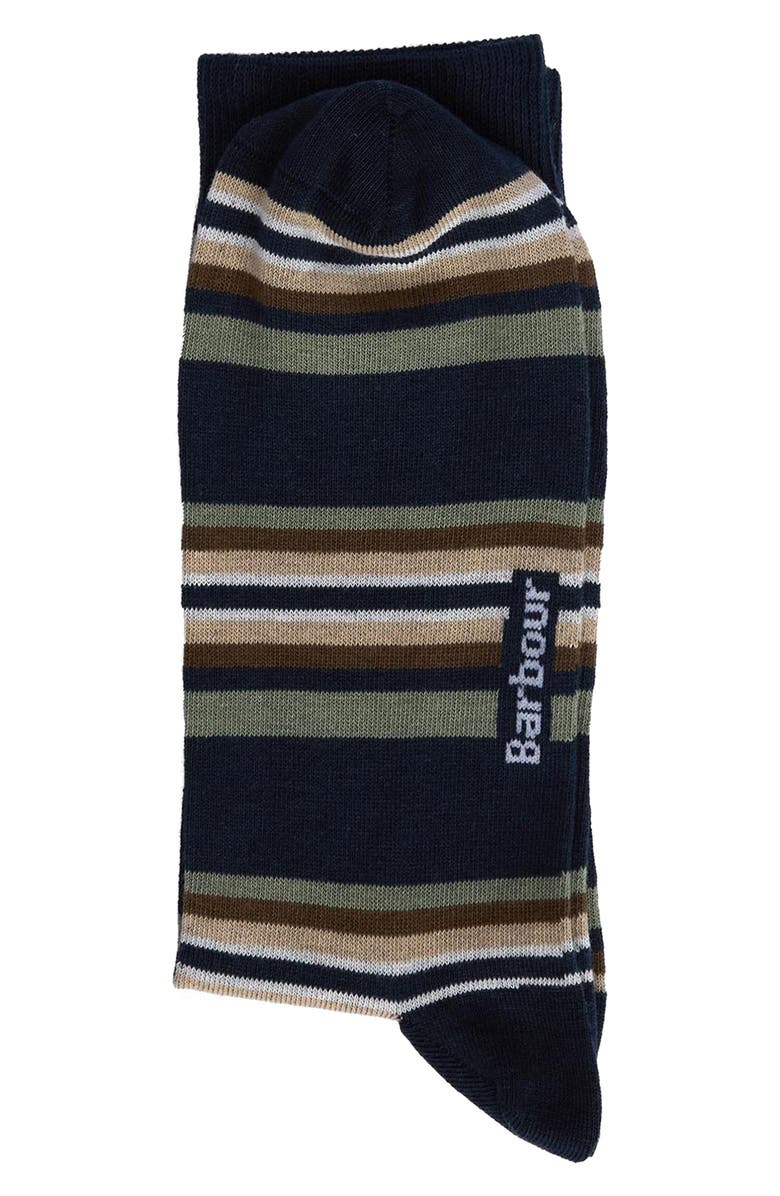 Barbour Stripe Cotton Blend Dress Socks, Main, color, Multi Stripe Navy/ Green
