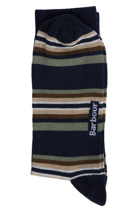 Stripe Cotton Blend Dress Socks