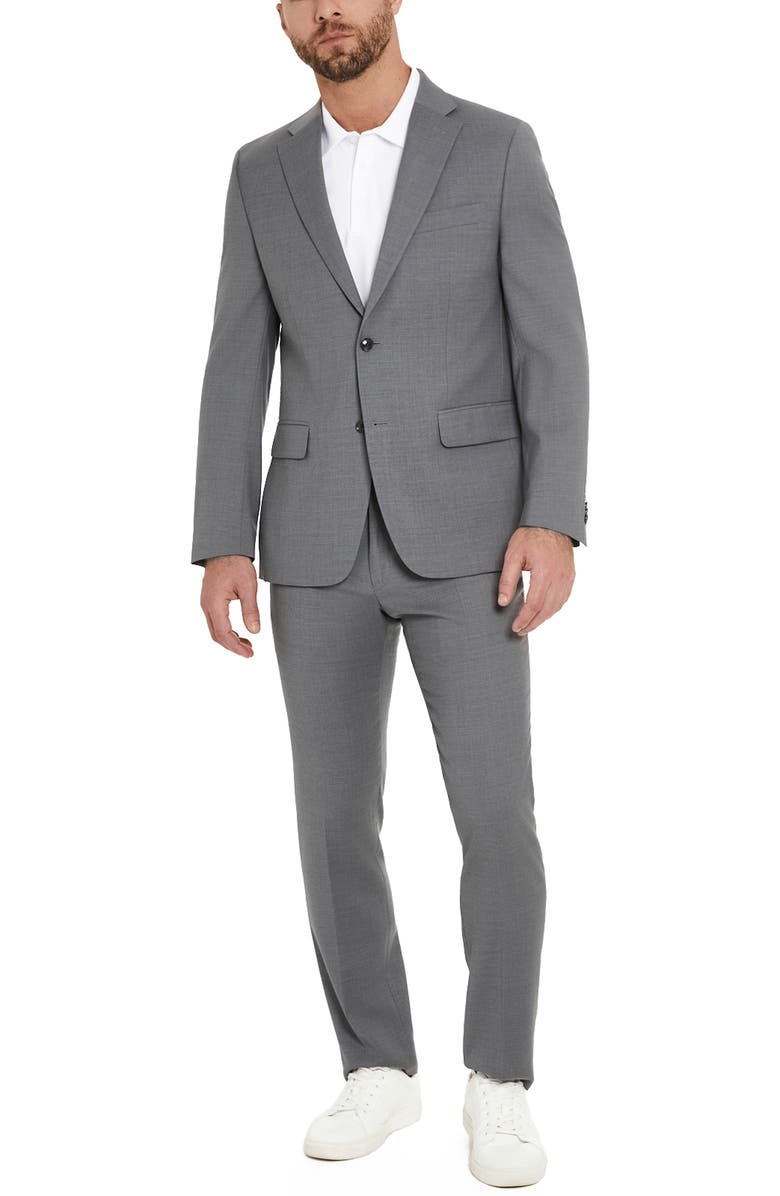 Tommy Hilfiger Tommy Sharkskin Two Button Notch Lapel Wool Blend Suit Separates Jacket, Alternate, color, Grey