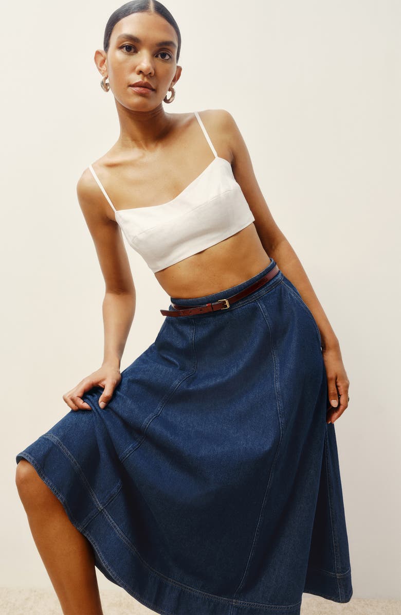 Reformation Delilah High Waist Denim Midi Skirt, Alternate, color, 