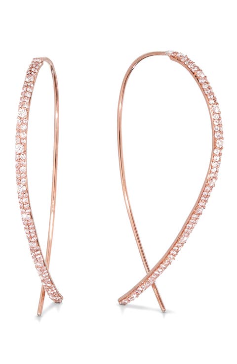 14K Gold Upside Down Diamond Hoop Earrings