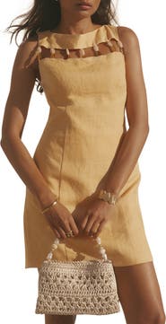 MINT VELVET Linen Beaded Mini Dress