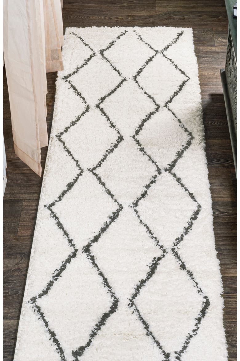 Catala Moroccan Diamond Shag Area Rug, Alternate, color, White/Gray