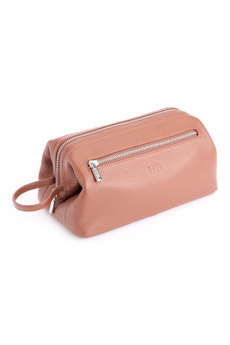 Leather Toiletry Bag, Main, color, TAN