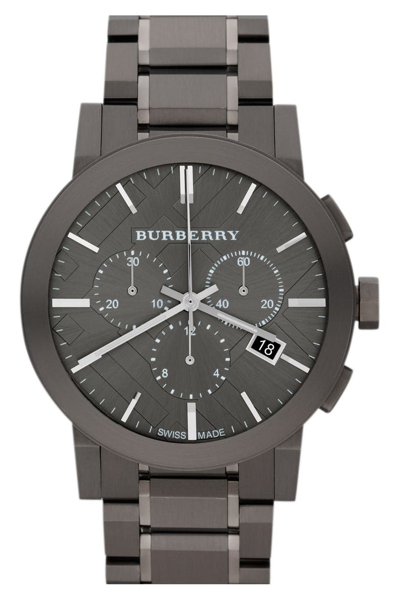 Large Chronograph Bracelet Watch, 42mm, Main, color, GUNMETAL