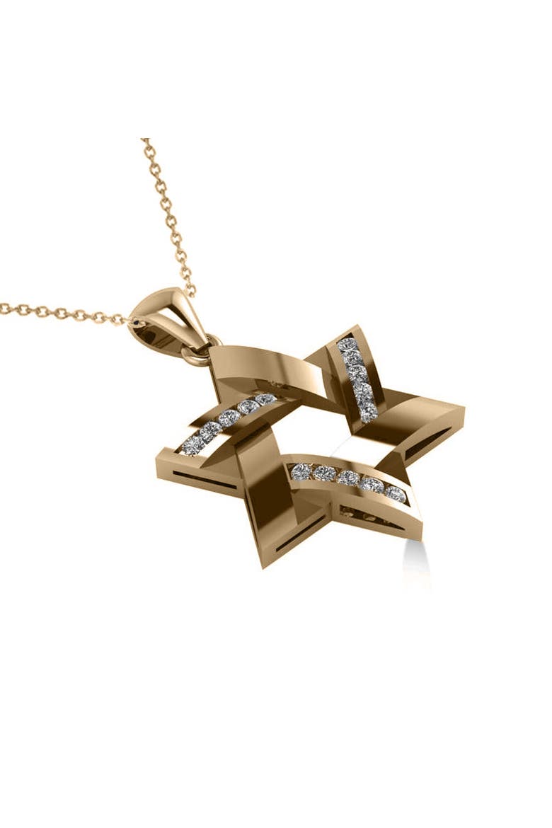 Diamond Star of David Pendant Necklace 14k, Alternate, color, Yellow Gold