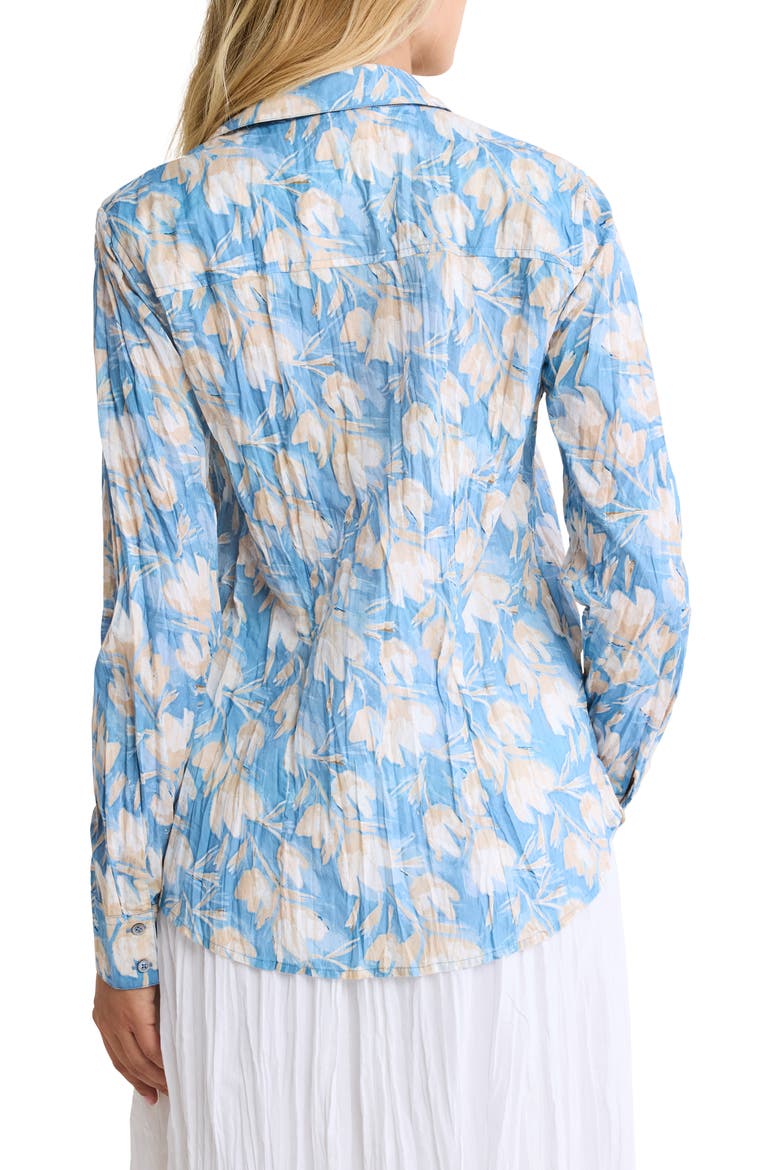Shadow Floral Core Crinkle Cotton Button-Up Shirt, Alternate, color, BLUE MULTI