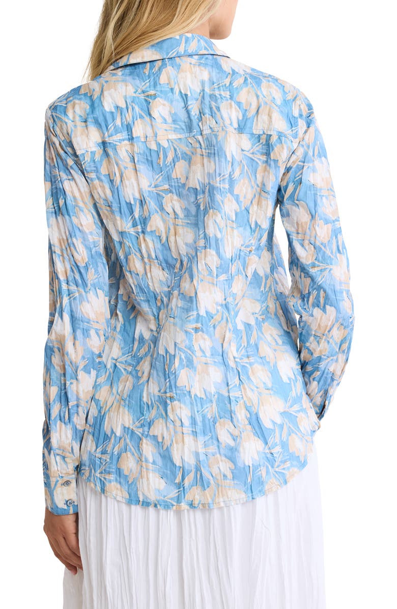 nz BY NIC AND ZOE Shadow Floral Core Crinkle Cotton Button-Up Shirt, Alternate, color, Blue Multi