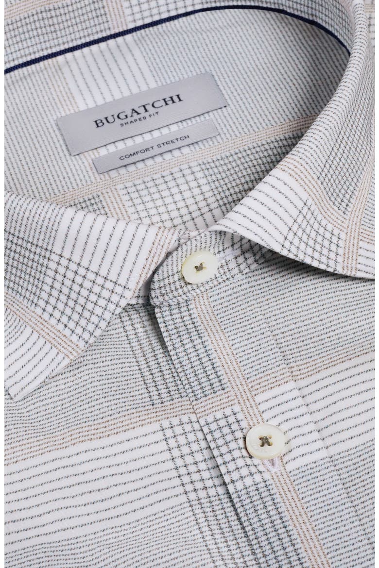 Axel Shaped Fit Glen Plaid Stretch Cotton Button-Up Shirt, Alternate, color, SHARK