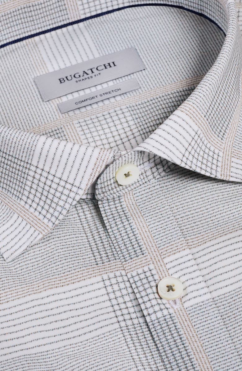 Bugatchi Axel Shaped Fit Glen Plaid Stretch Cotton Button-Up Shirt, Alternate, color, Shark