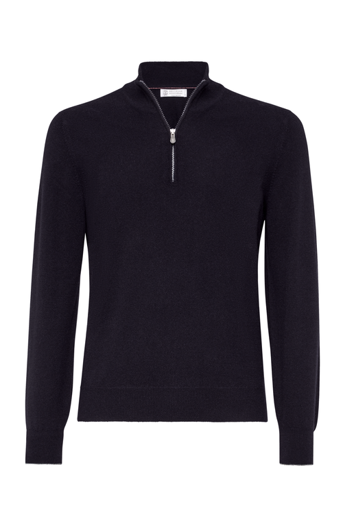 Brunello Cucinelli Long-sleeve Cashmere Jumper In Navy Blue