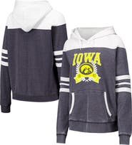 CAMP DAVID Women's Charcoal Iowa Hawkeyes Blitz Striped Blocked Raglan Pullover Hoodie