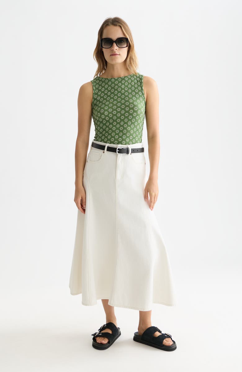 Scotch & Soda Embroidered Textured Cotton Blend Tank Top, Alternate, color, Garden Green