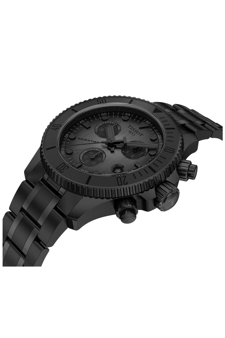 Seastar 1000 Chronograph Matte Black Bracelet Watch, 38mm, Alternate, color, GREY GRADIENT