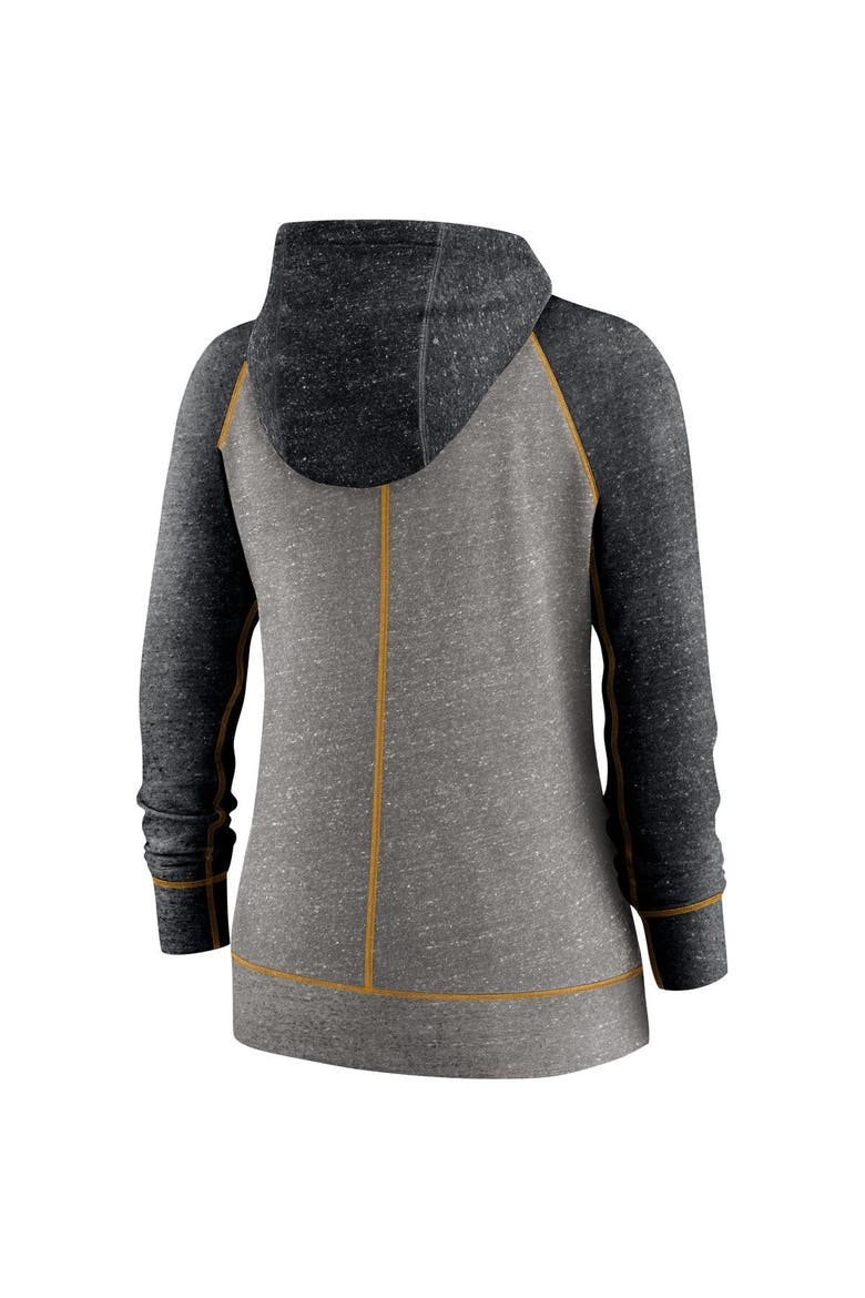 Women's Nike Heather Charcoal/Heather Black Pittsburgh Pirates Split Wordmark Gym Vintage Raglan Lightweight Full-Zip Hoodie, Alternate, color, Heather Charcoal