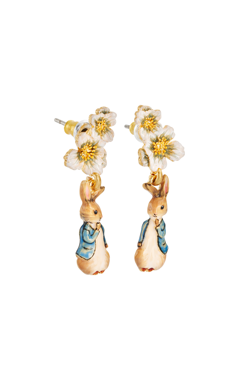 Fable England x Peter Rabbit Floral Drop Earrings, Alternate, color, Gold