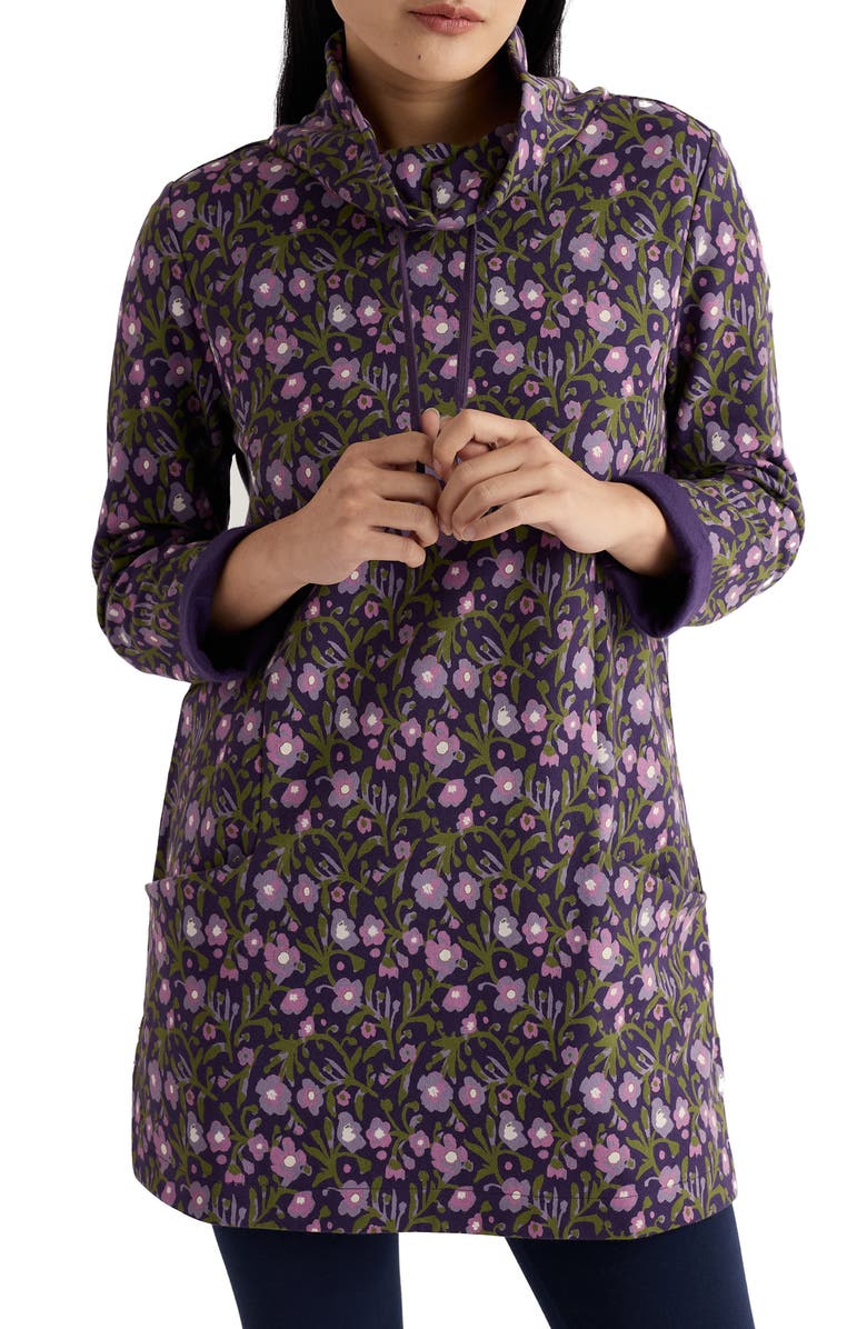Seasalt Cornwall Formative Floral Tunic, Main, color, Blotted Anemone Dark Violet