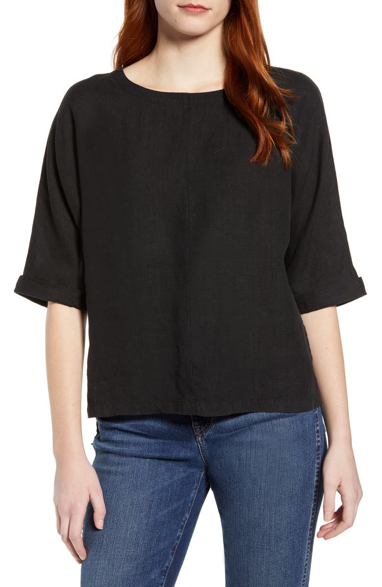 Caslon<sup>®</sup> V-Back Linen Top, Main, color, 