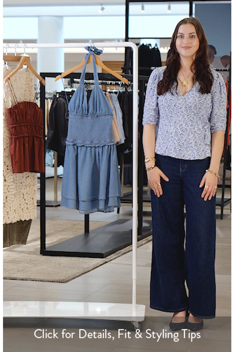 Tie Neck Tiered Halter Denim Minidress video