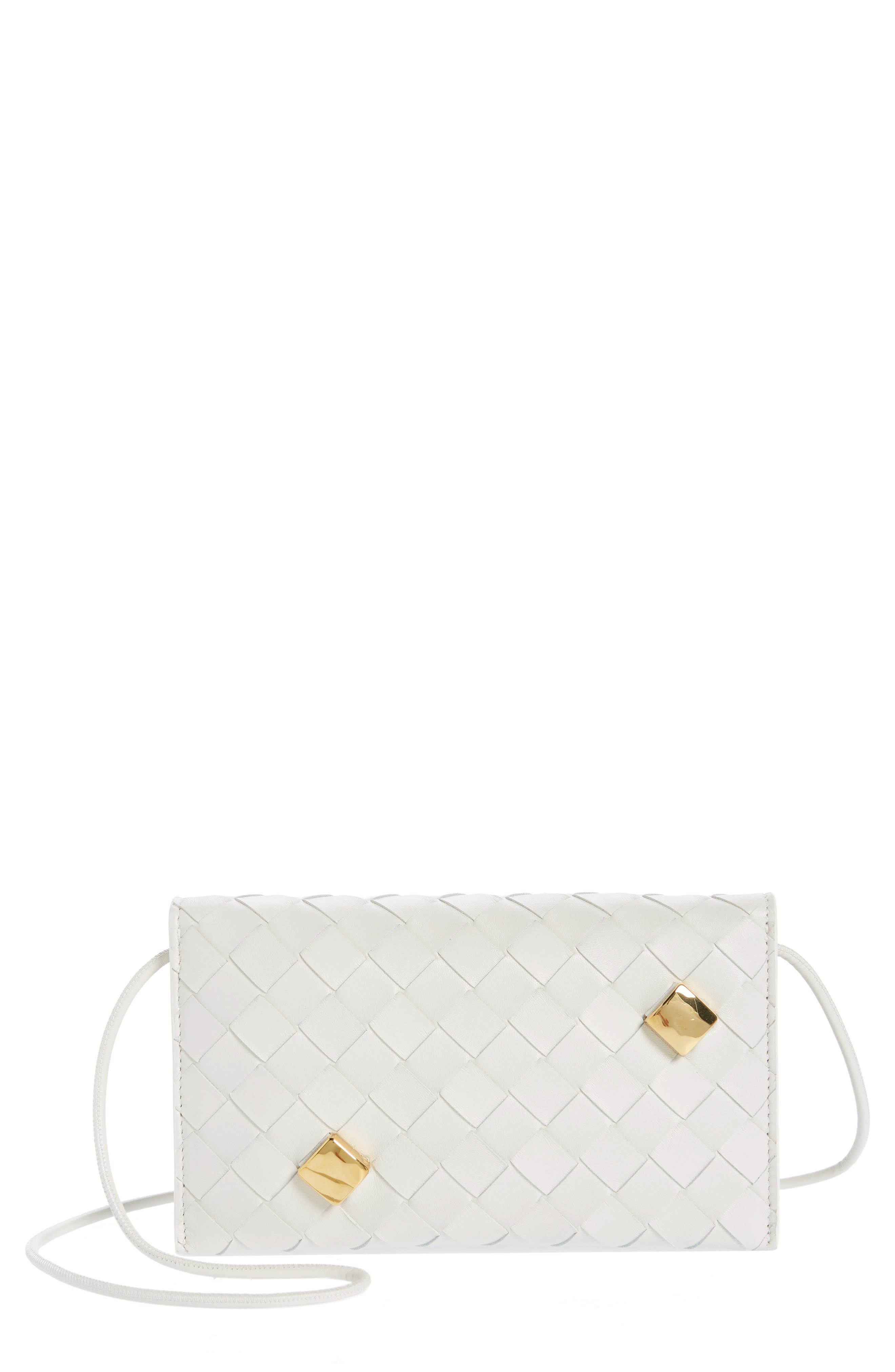 Bottega Veneta Embellished Intrecciato Leather Wallet on a Strap, Main, color, 