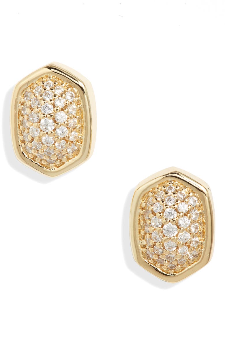 Kendra Scott Alanna Cubic Zirconia Stud Earrings, Main, color, Gold White Crystal