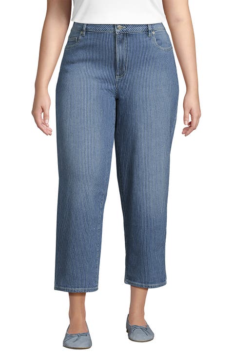 Plus Size Soft Denim Mid Rise Relaxed Straight Crop Jeans