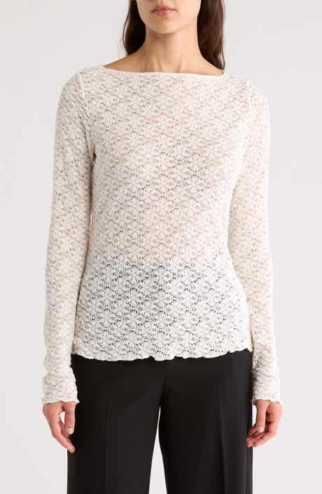 Sanctuary Neck Long Sleeve Lettuce Edge Top