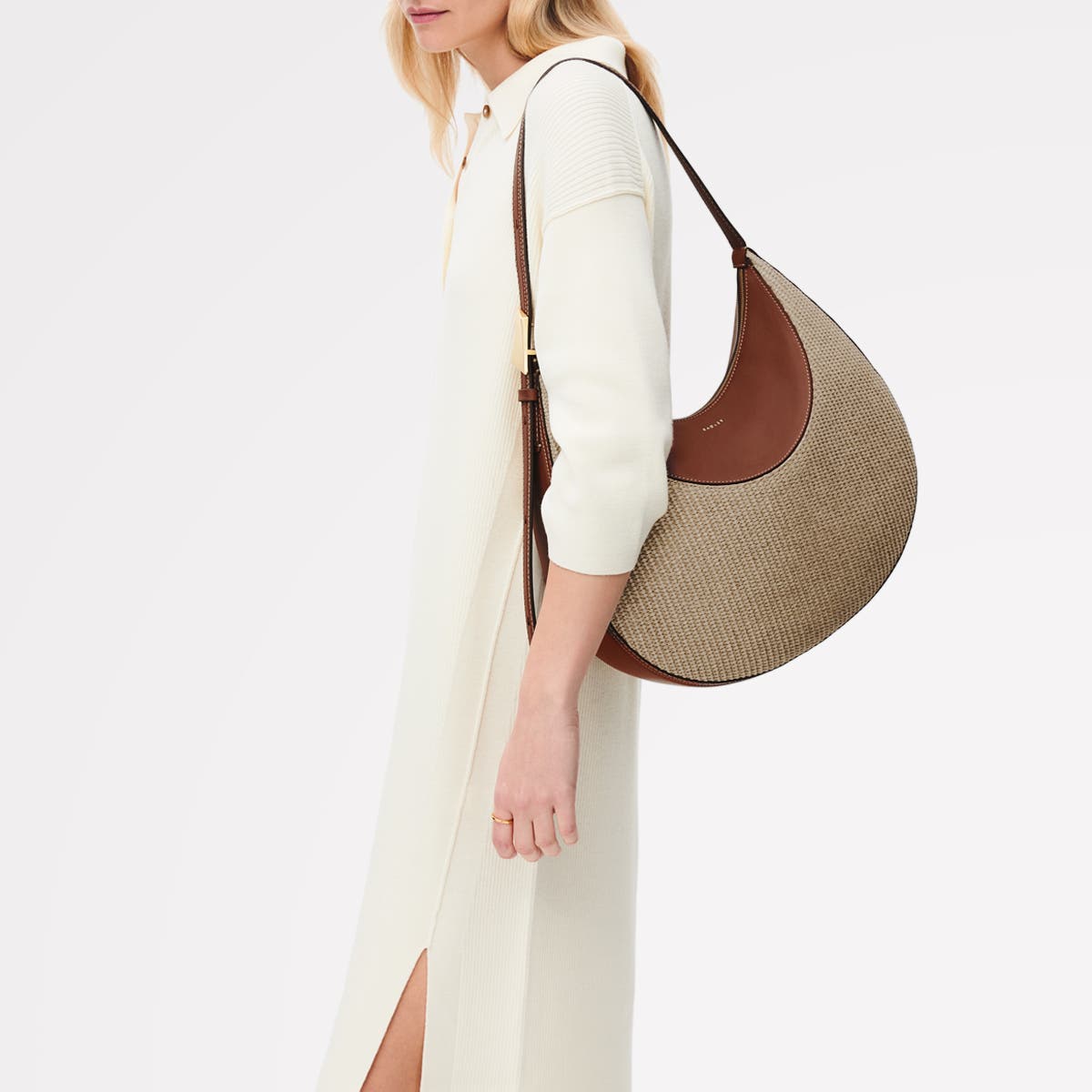 Radley Bliss Crescent - Basket Large Ziptop Shoulder Bag, Alternate, color, Cognac