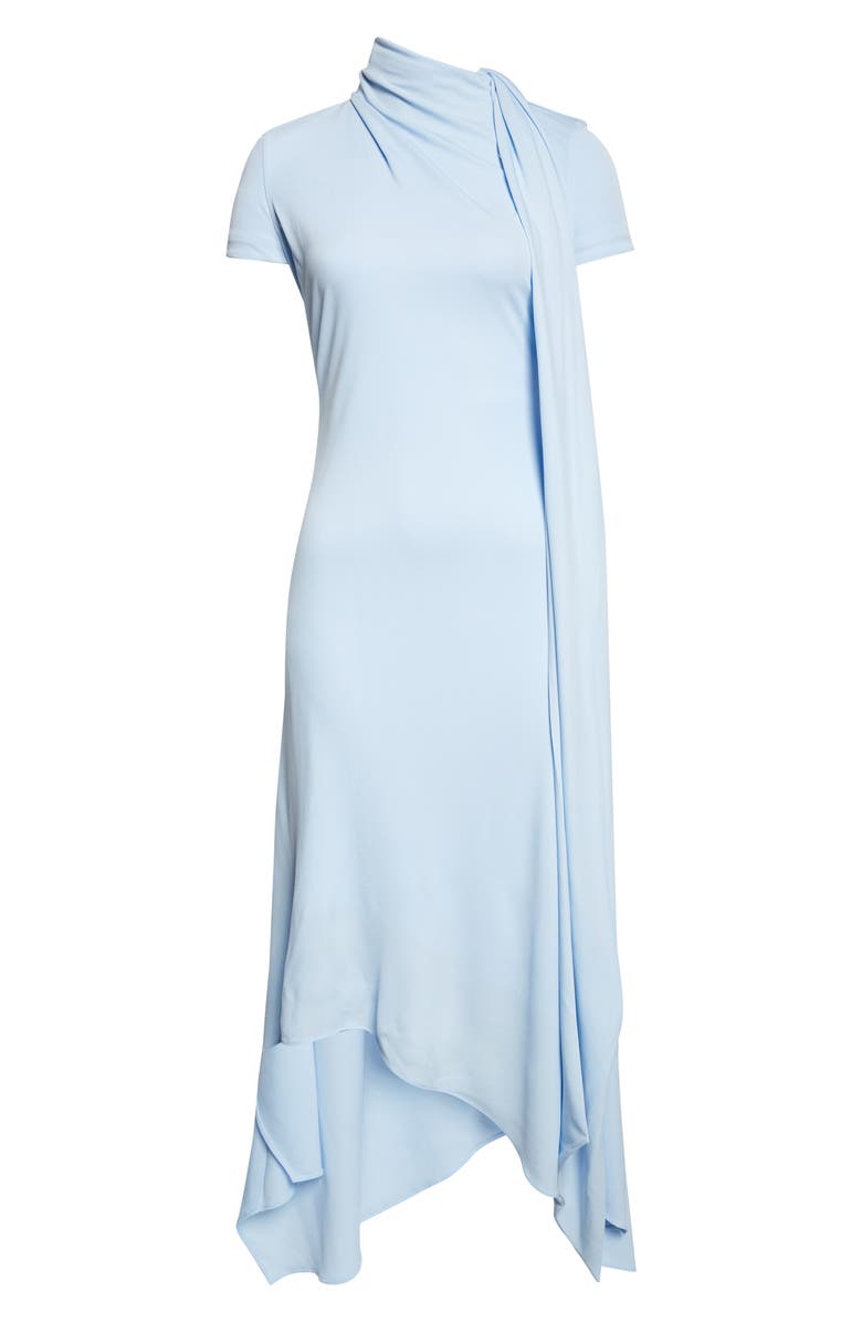 Acne Studios Duny Asymmetric Crepe Midi Dress, Alternate, color, Light Blue