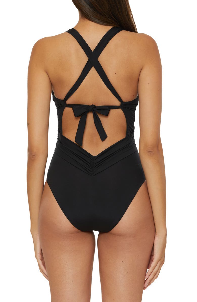 Becca Color Code Twist One-Piece Swimsuit, Alternate, color, Black