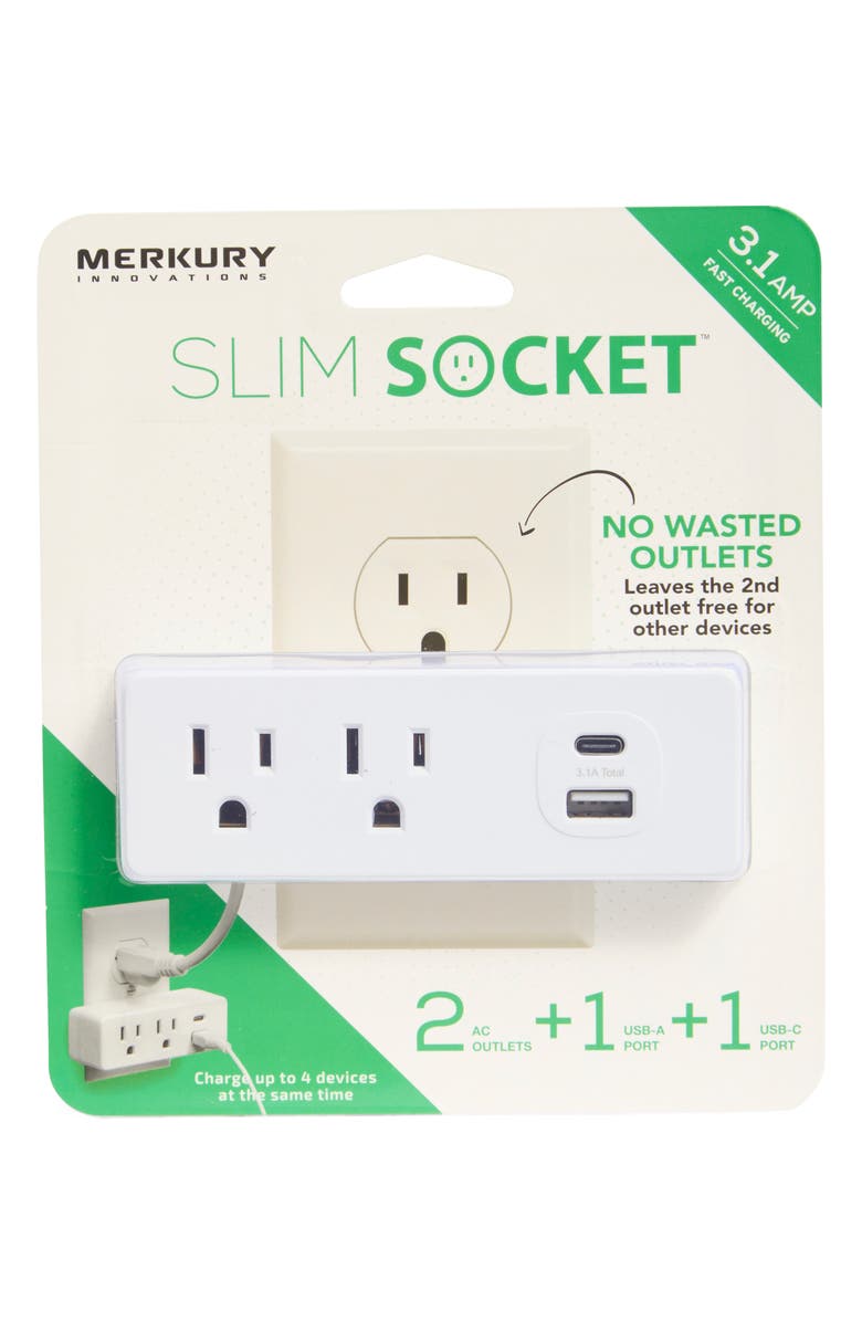 MERKURY INNOVATIONS Slim Socket Wall Plate, Main, color, White