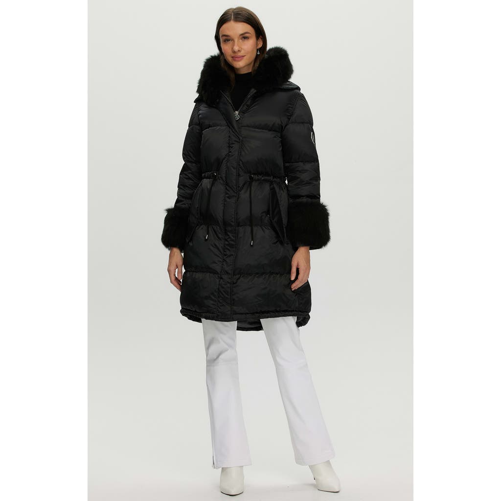 Gorski Apres-ski Jacket With Lamb Hood Trim & Cuffs In Black