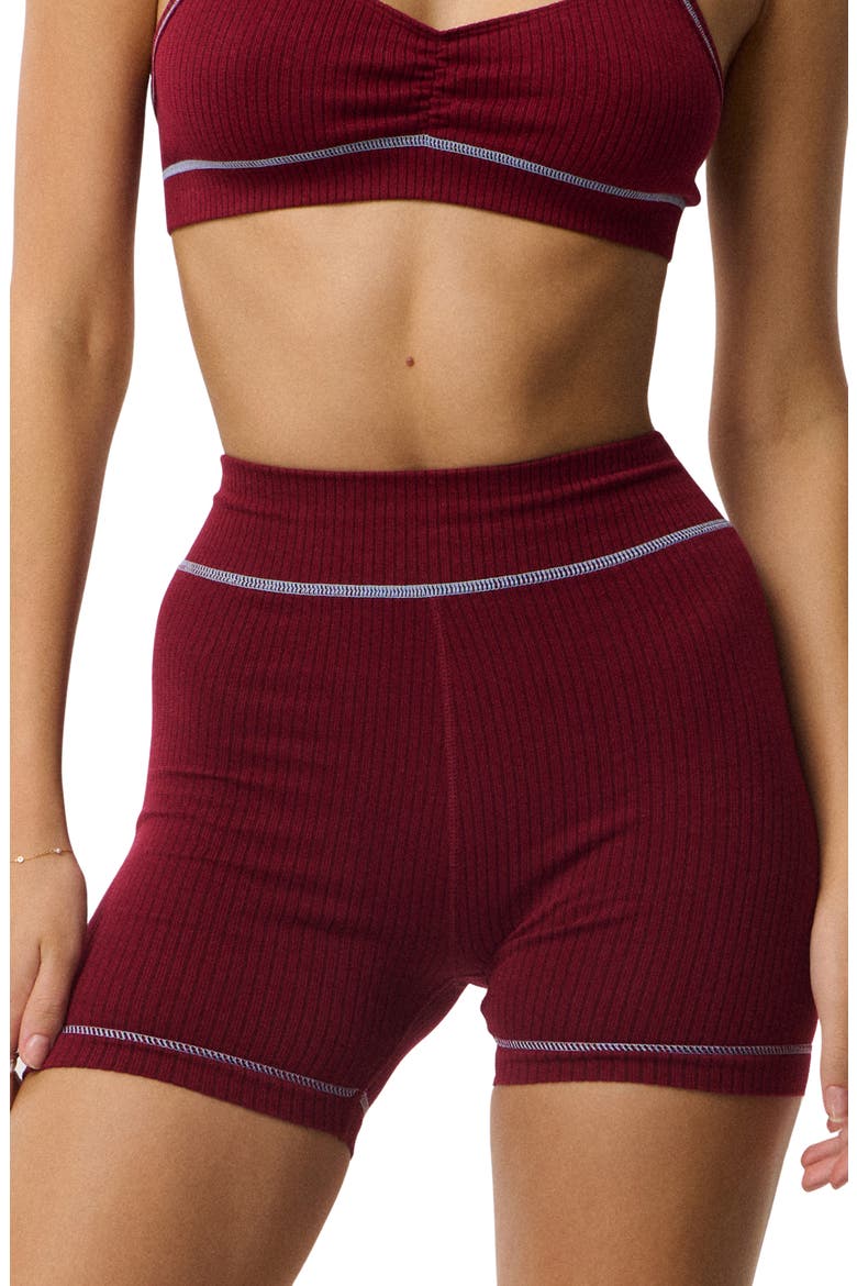 Ribbed Knit Shorts, Main, color, PLUM