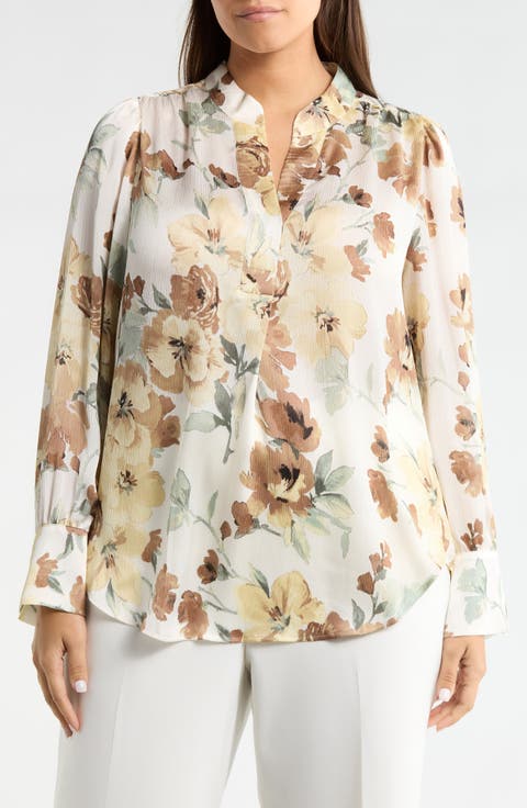 Floral Satin Top (Plus)