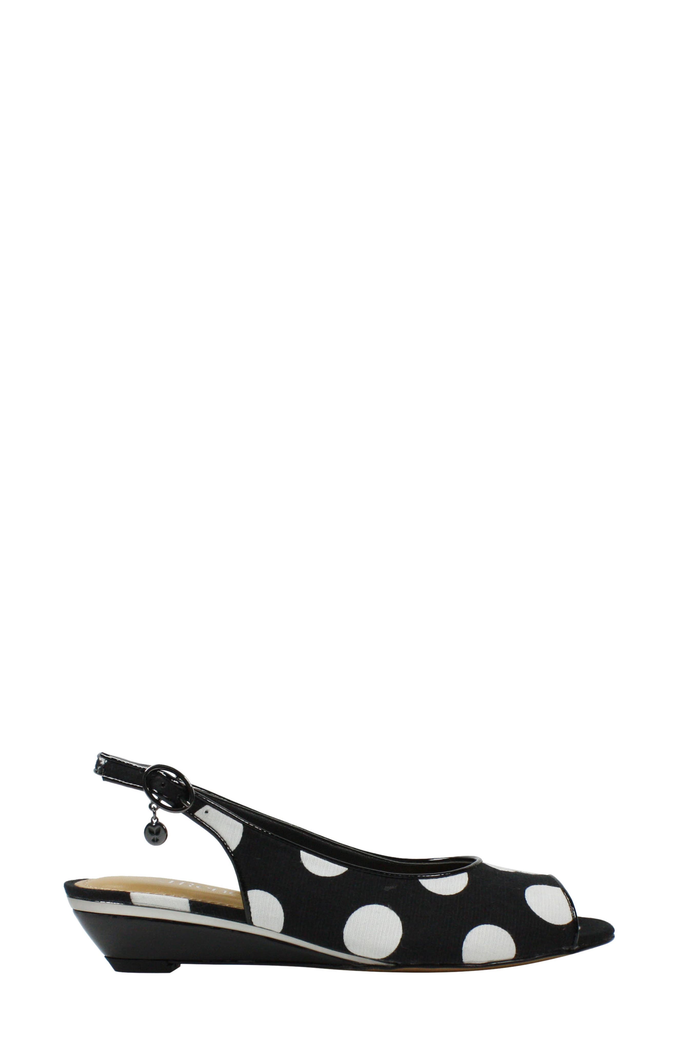 Elleyette Slingback Sandal, Alternate, color, BLACK/ WHITE POLKA DOT FABRIC