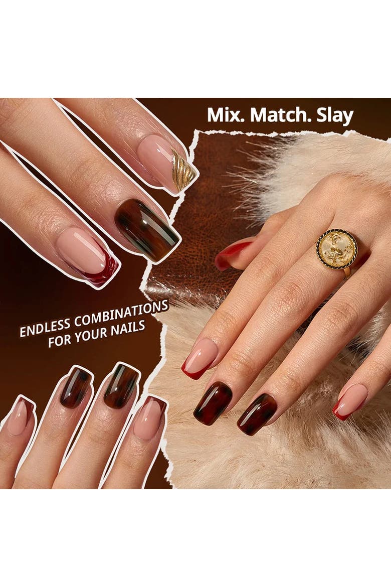 Soft Gel Nail Tips SOFTCOATTIPS Tortoiseshell Collection, Alternate, color, Short Square