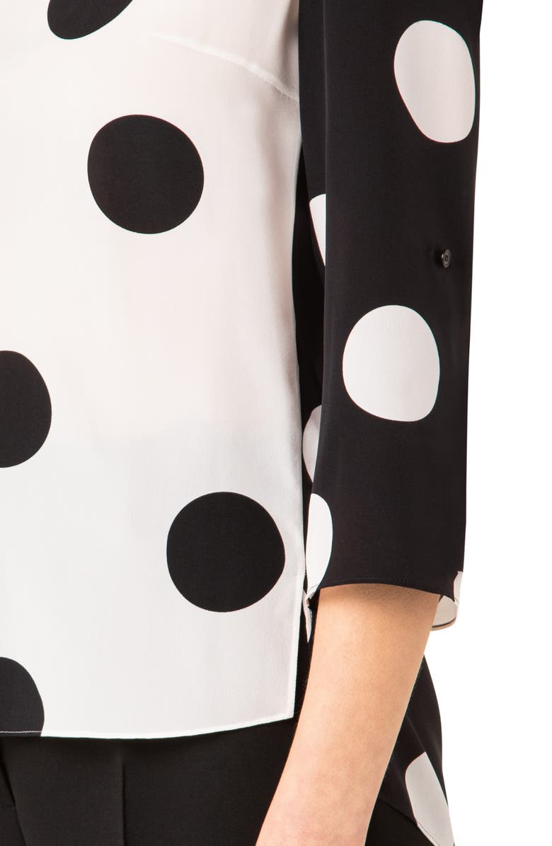 Akris punto Polka Dot Silk Blouse, Alternate, color,