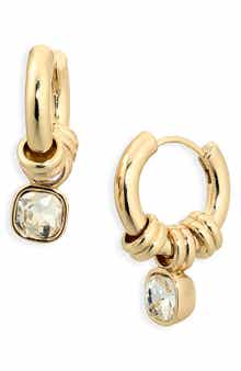 NORDSTROM RACK Statement Cubic Zirconia Drop Huggie Hoop Earrings