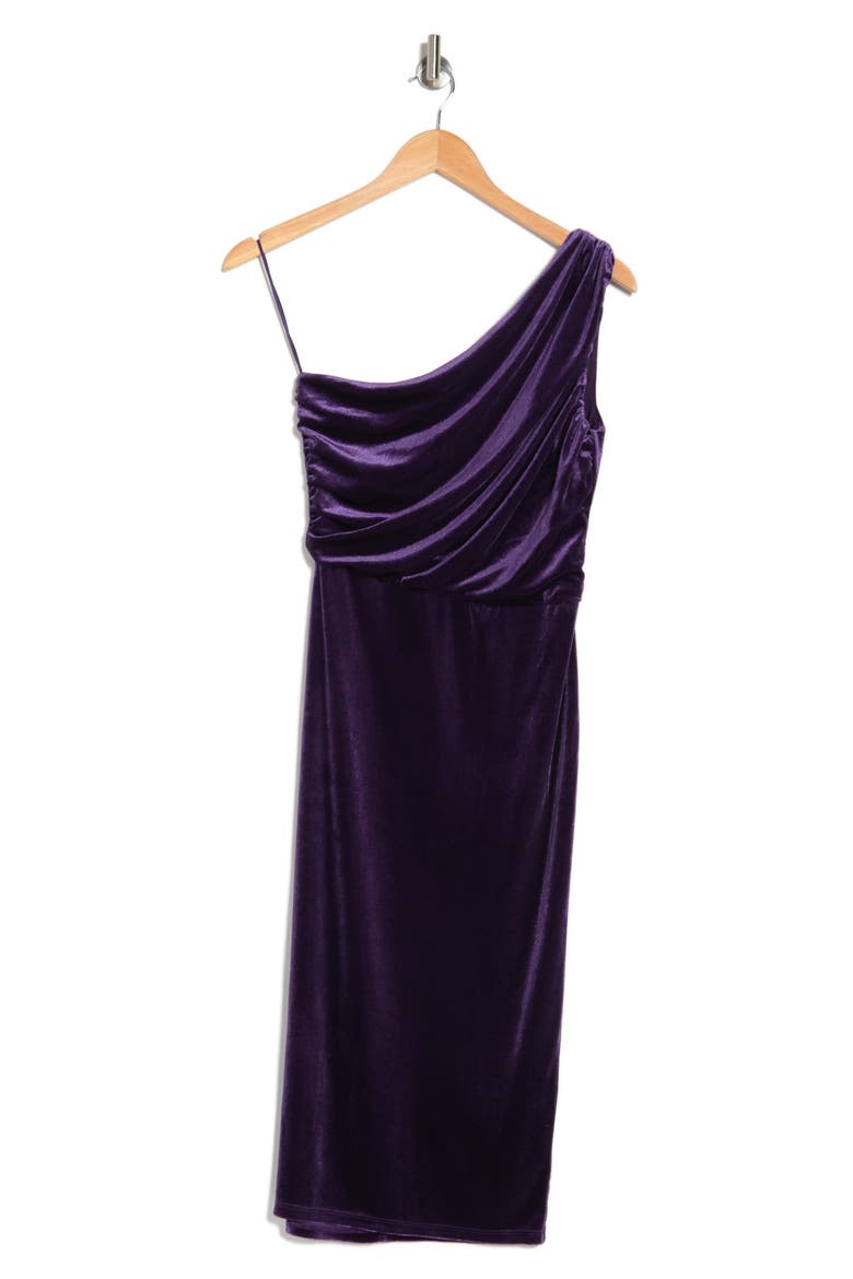 Laura One Shoulder Velvet Sheath Dress, Alternate, color, BLACKBERRY CORDIAL