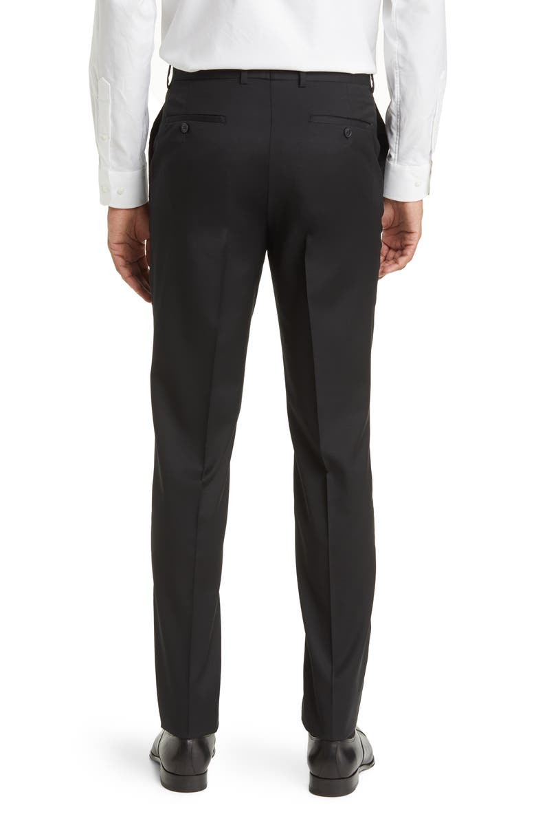 Peter Millar Harker Flat Front Stretch Wool Twill Dress Pants, Alternate, color, Black