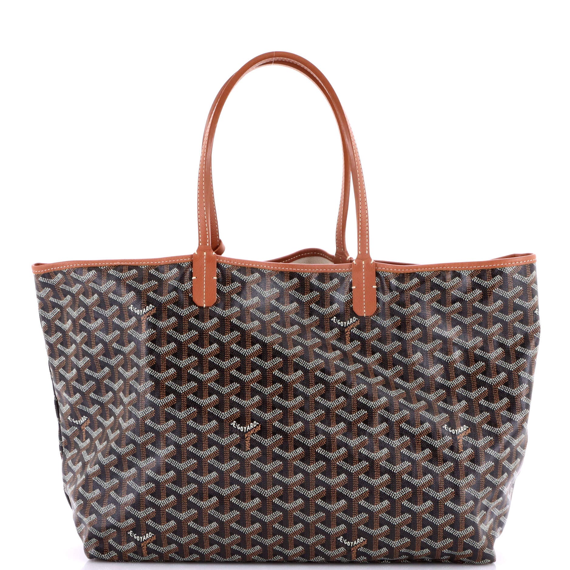 Pre-Owned Goyard Saint Louis Tote Coated Canvas PM, Main, color, Brown