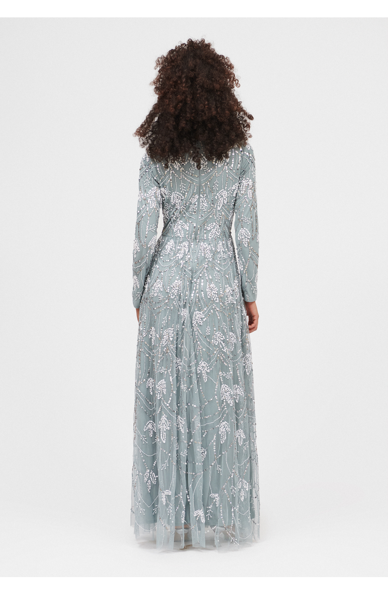 MARYISA Occasion Modest Embellished Sequin Beaded Floral Evening Maxi Dress, Alternate, color, 