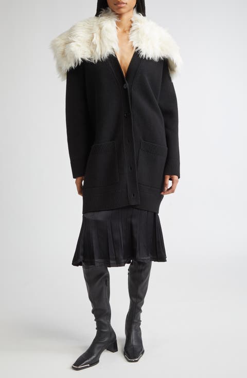 【関税＆送料込み】Jil Sander Cardigan With Fur Collar Girl Sandrift Heather Faux Fur Collar Cardigan by Janie and Jack